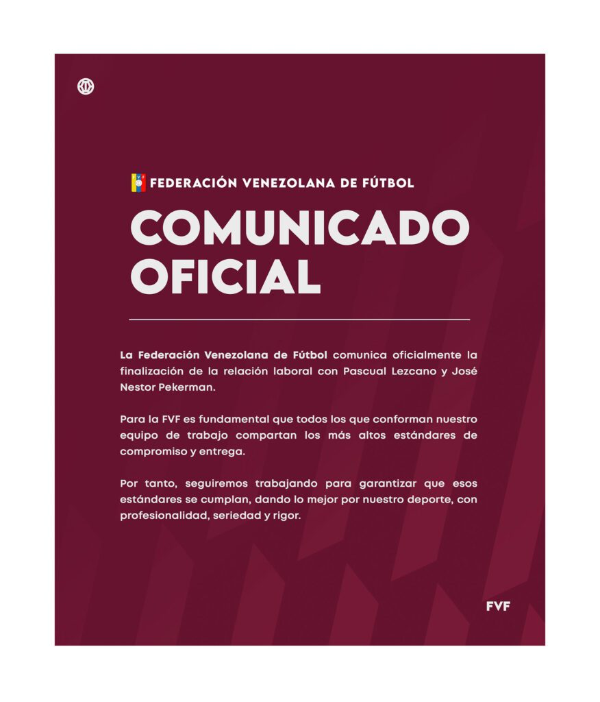 comunicado-FVF-876x1024 OFICIAL: FVF informa la salida de José Pekerman de la Vinotinto.