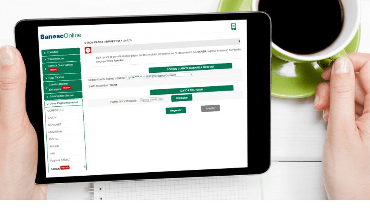 Pago del SAREN se puede hacer ahora por app móvil de Banesco