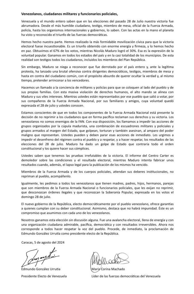autoproclamacion-675x1024 EEUU no reconoce a Edmundo Gonzalez como presidente