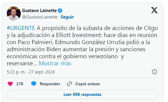 Gustavo-lainette Edmundo González pidió a EEUU aumentar presión y sanciones contra Venezuela