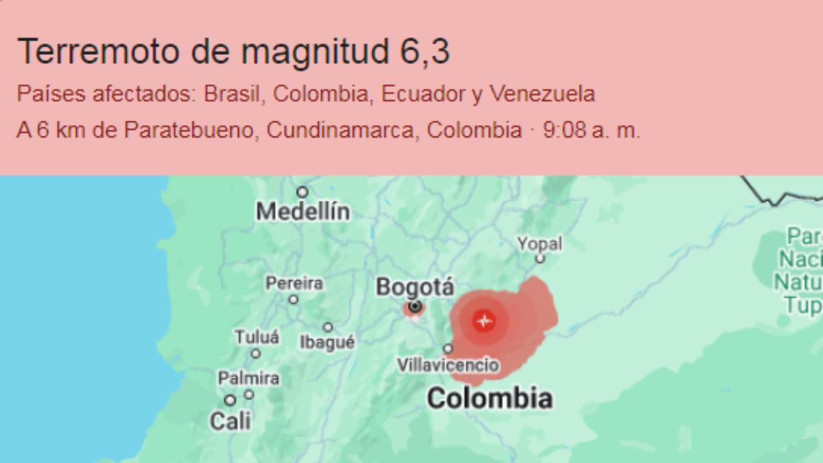 Sismo de 6.5 grados sacude centro de Colombia