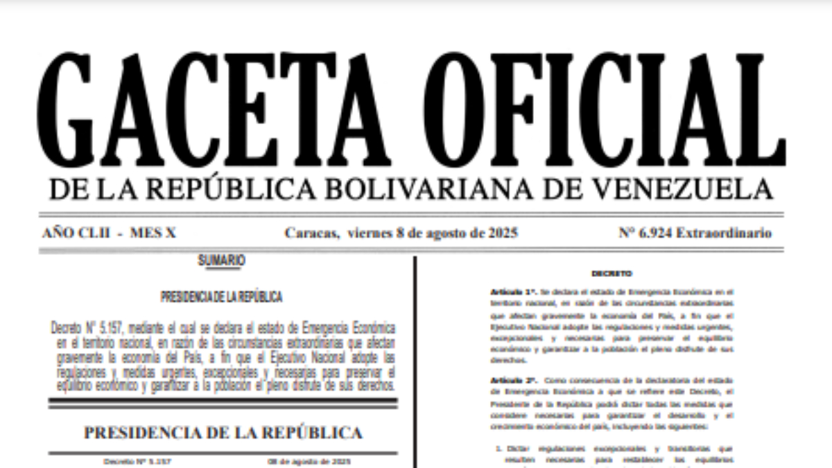 Venezuela renueva decreto de emergencia económica para enfrentar sanciones internacionales