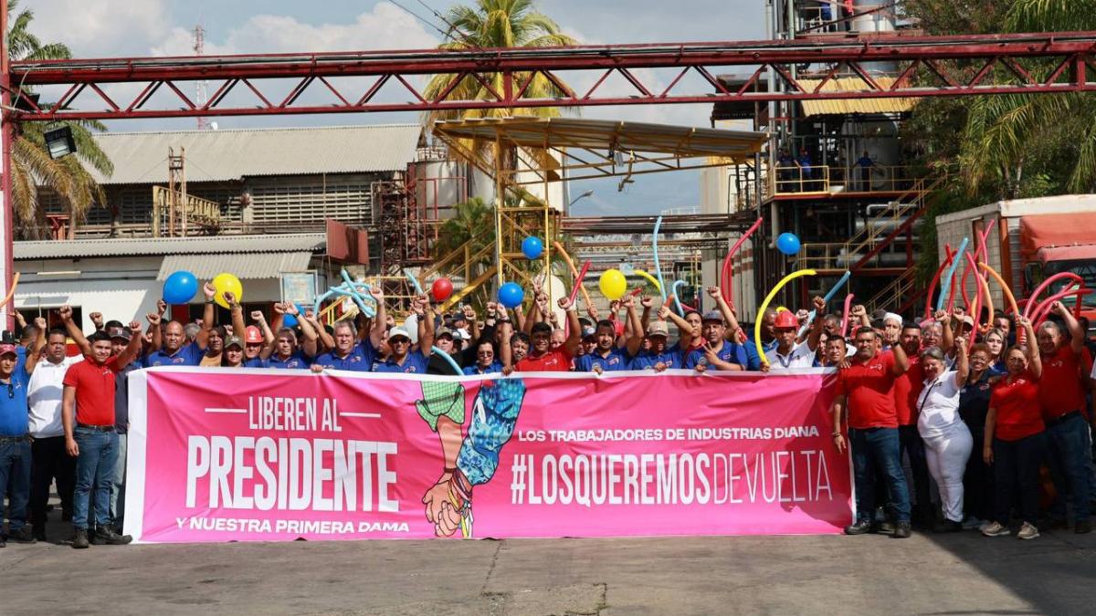 Trabajadores de Industrias Diana exigen liberación inmediata del presidente Maduro