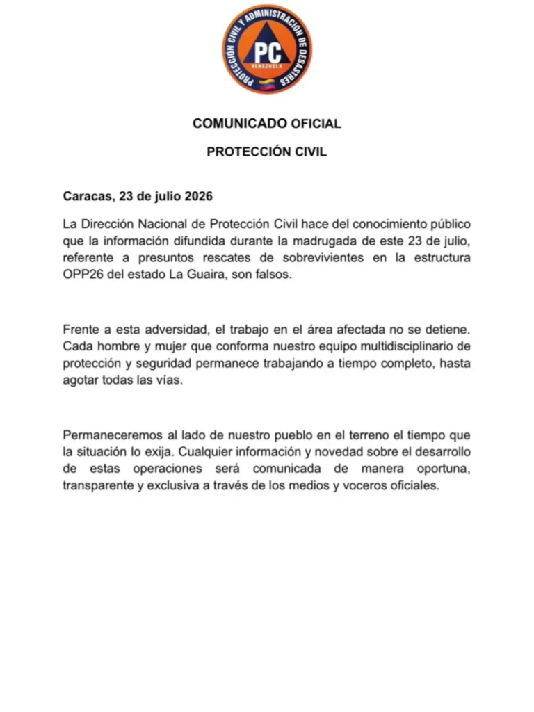 pc-768x1024 Protección Civil desmiente hallazgo de sobrevivientes en La Guaira